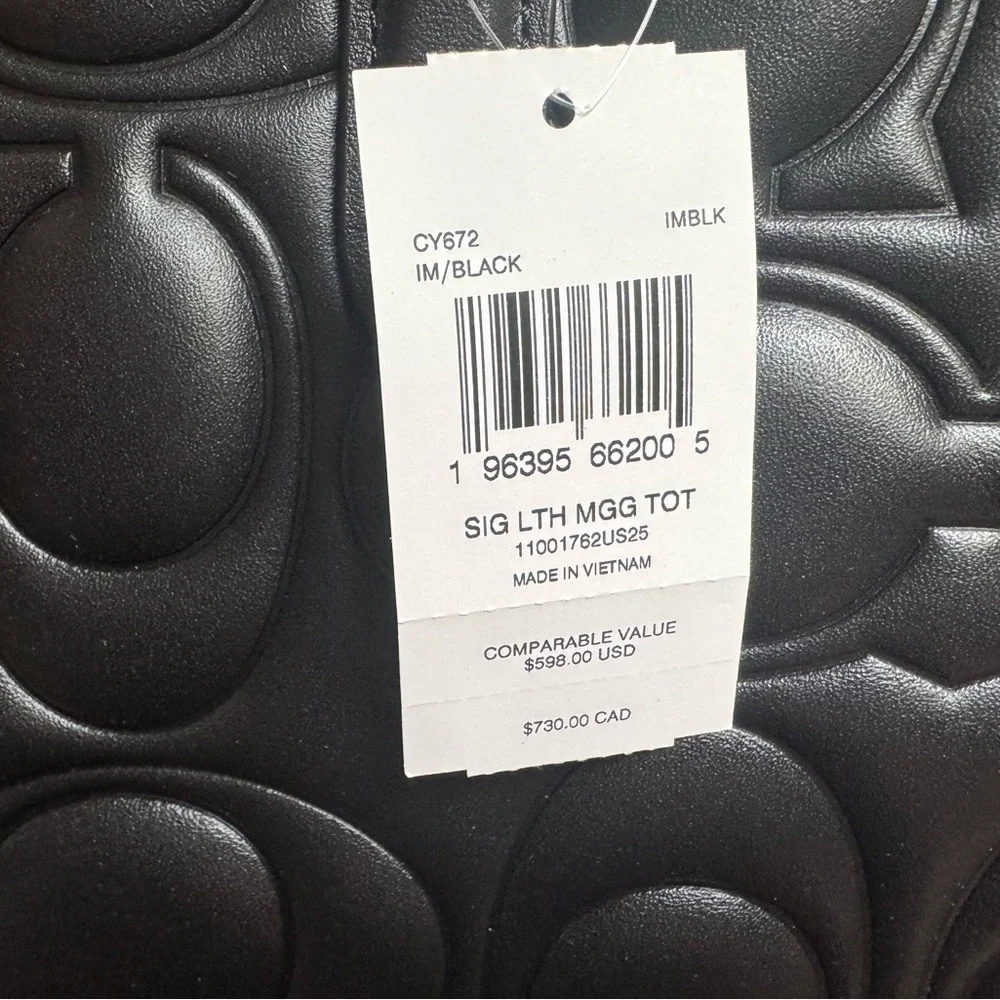 NWT Coach Maggie Tote Bag In Signature Leather CY672 Large size in Gold/Black - Picture 3 of 9